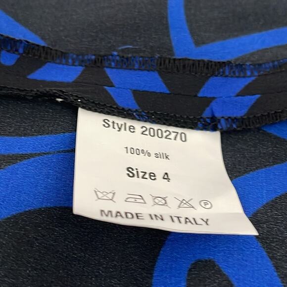 Étienne Aigner Sleeveless Silk Blouse Top Blue Black  Size Various - Picture 8 of 12